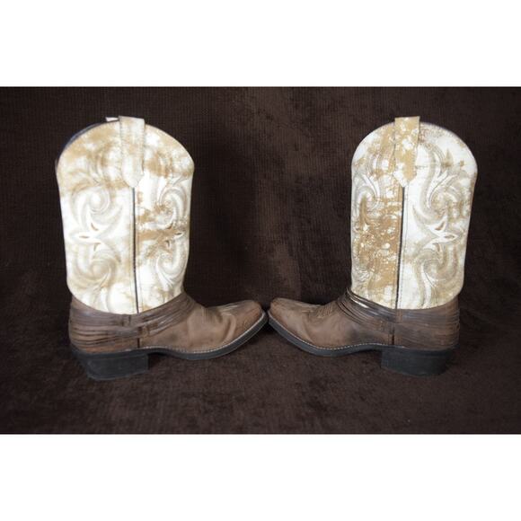 Laredo Women's Authentic Western Sand White Leather Cowboy Boots 51091 Myra 7M - Picture 5 of 15